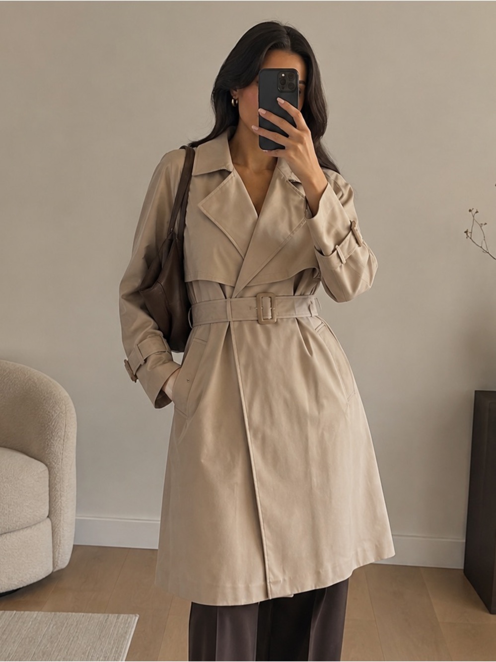 Kate Spade New York Beige Belted Long Trench Coat Leopard Lining Size M NWT